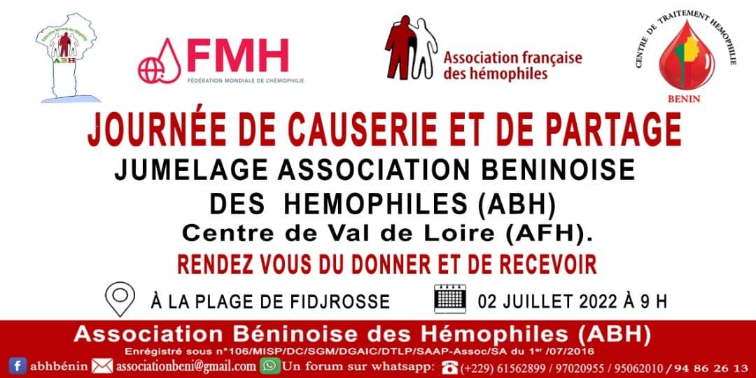 Association Béninoise des Hémophiles | ABH | Traitement Pour Tous ! - Jumelage ABH – AFH : Journée de partage et de causerie – 1ʳᵉ Édition